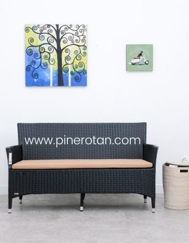 Kursi Tamu Rotan - Kenko 3 Seat - Black