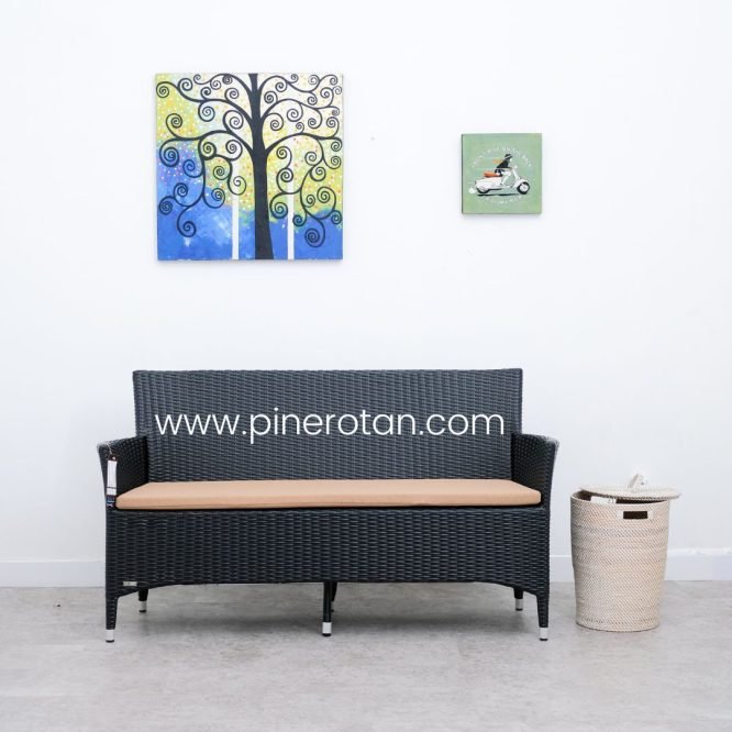 Kursi Tamu Rotan - Kenko 3 Seat - Black