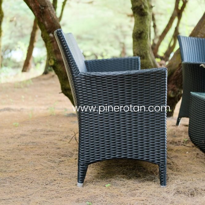 1 Set Meja Tamu Rotan Sintetis / Kursi Tamu - Kenko Living Set 3.1. - Toronto Coffee Table - Black with Cushion.