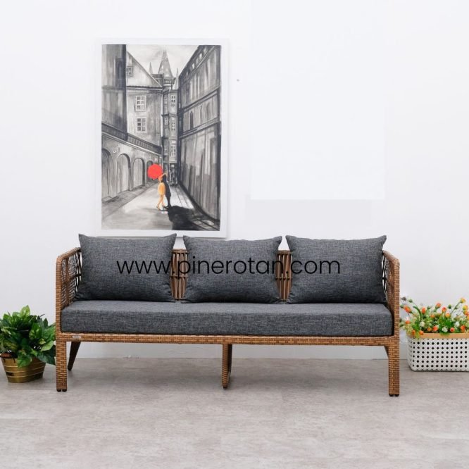 Set Sofa Tamu / Teras Taman Outdoor Rotan Sintetis Minimalis Modern / Salute Sofa Set - Red Pine.