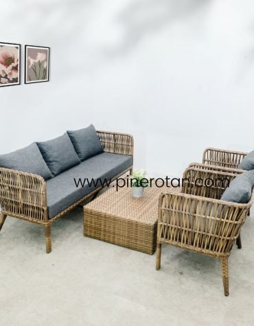 Sofa Tamu Rotan Sintetis - Salute Sofa - Red Pine