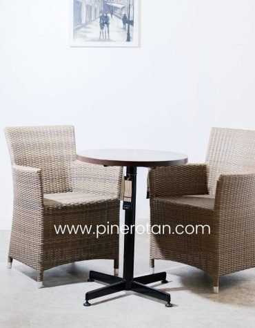 Set Teras Rotan - Kenko Teras - Karen Table - 2 Kursi - Moccacino