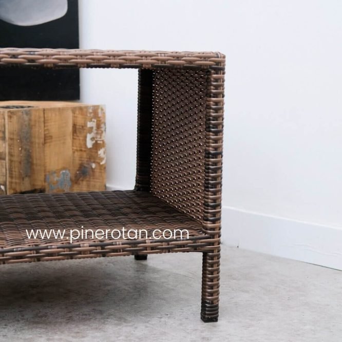 Kursi Tamu Pine Rotan Croco - Kenko 2 Seater With Fema Coffee Table.