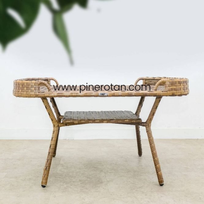 Meja Kopi Anyaman Rotan - Karo CT - Red Pine