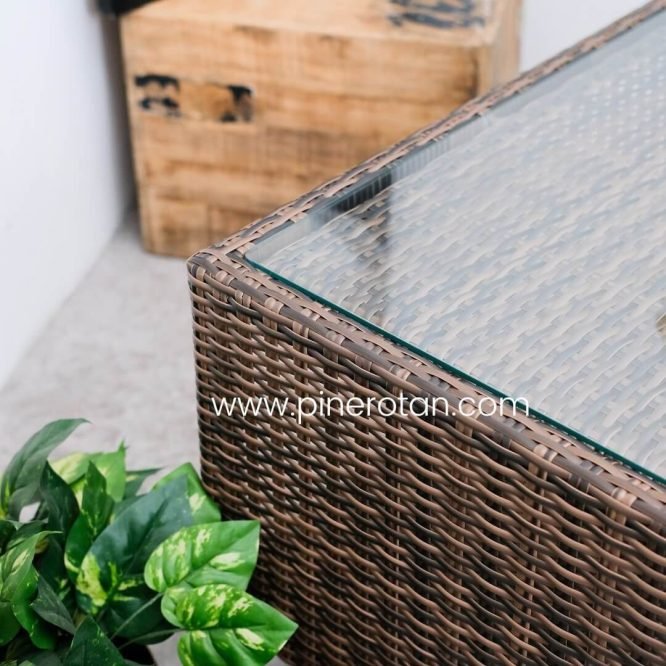 Kursi Tamu Pine Rotan Croco - Kenko 2 Seater With Fema Coffee Table.