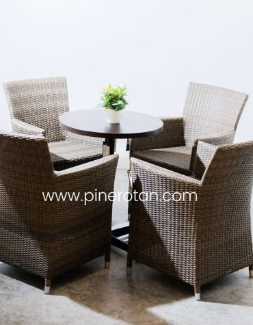 Set Teras Rotan - Kenko Teras - Karen Table - 4 Kursi - Moccacino