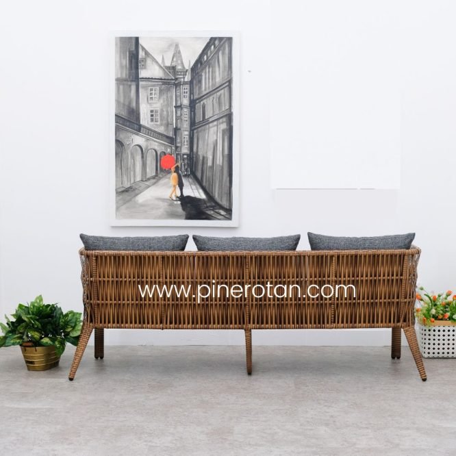 Set Sofa Tamu / Teras Taman Outdoor Rotan Sintetis Minimalis Modern / Salute Sofa Set - Red Pine.