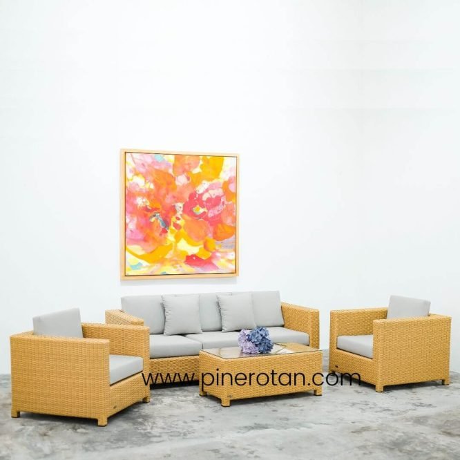 Sofa Tamu Rotan Sintetis - Peru Sofa -Nat Honey