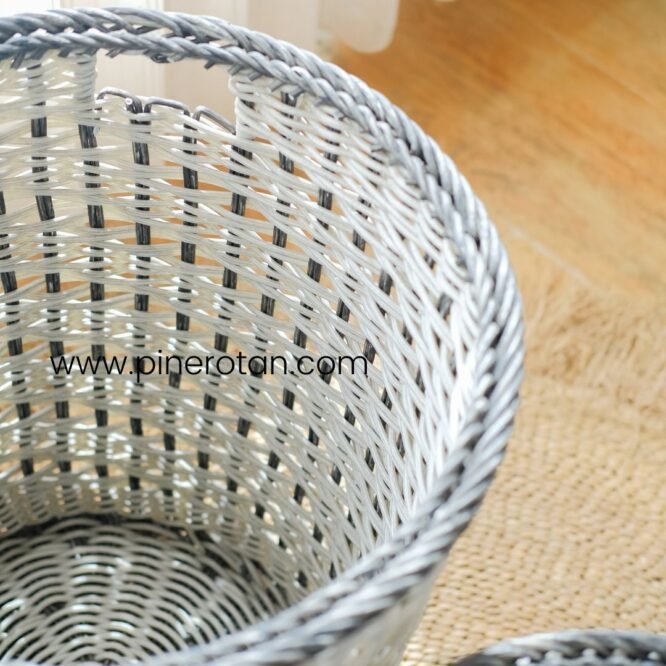 Keranjang Bulat Rotan Sintetis - Sakura Laundry Basket Set 2