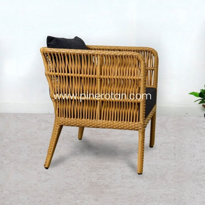 Sofa Tamu / Teras 1 Seater Minimalis Pine Rotan Sintetis - Salute Sofa 1 Seat