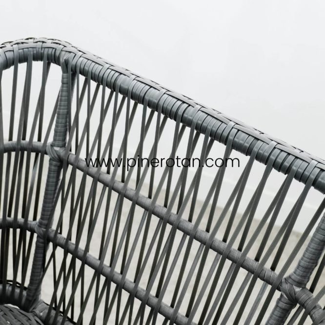 Set Meja Kursi Teras Taman Outdoor Pine Rotan Sintetis / Salute Terrace Set - Pine Side Table - Slate Grey.