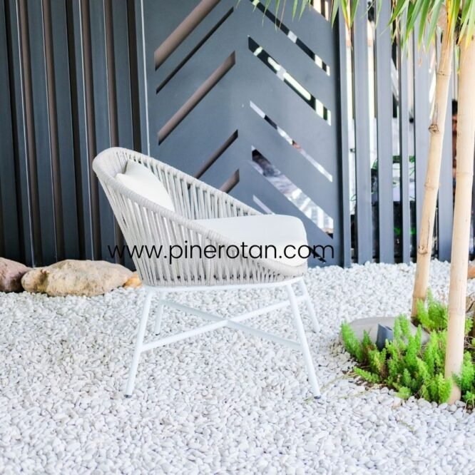 Kursi Teras Anyaman Rope - Cleopatra Arm Chair - Grey