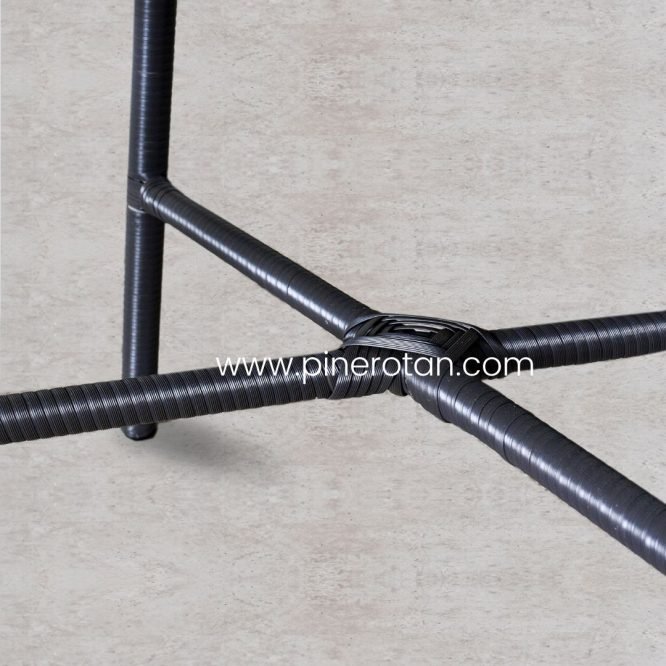Set Kursi Teras Rotan Sintetis / Meja Kursi Teras - Salute Terrace Set - Coin Table - Slate Grey.