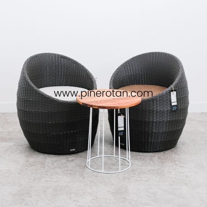 Set Kursi Teras Rotan - Egg T.S - Milan III - Dark Brown