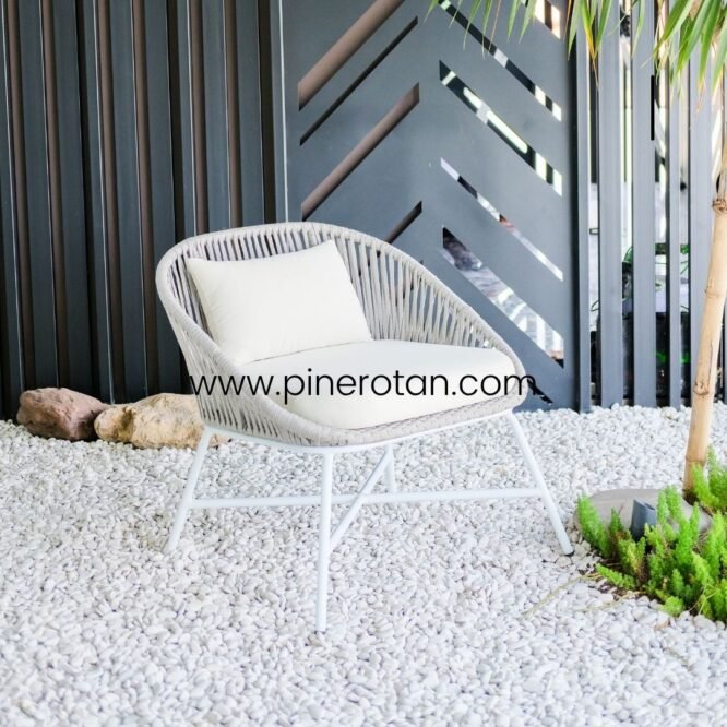 Kursi Teras Rope Grey - Cleopatra Arm Chair - Grey