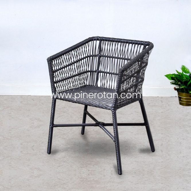 Set Kursi Teras Rotan Sintetis / Meja Kursi Teras - Salute Terrace Set - Coin Table - Slate Grey.