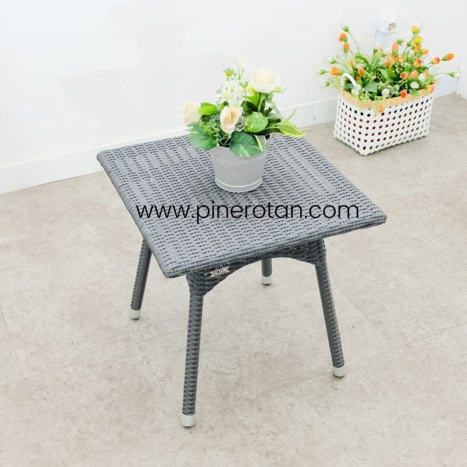 Meja Teras Sintetis Rotan - Pine ST - Slate Grey