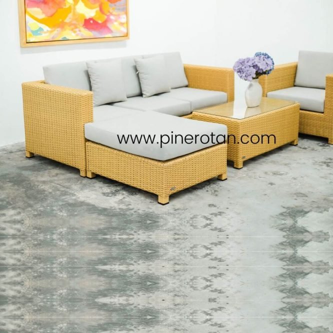 Sofa Tamu Rotan Sintetis - Alaska Sofa Set - Nat Honey