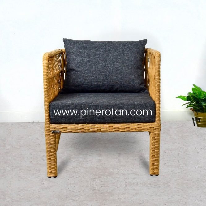 Sofa Tamu / Teras 1 Seater Minimalis Pine Rotan Sintetis - Salute Sofa 1 Seat