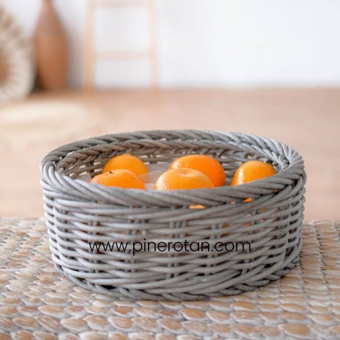 Wadah Buah Rotan Sintetis - Sweet Round Basket - Grey