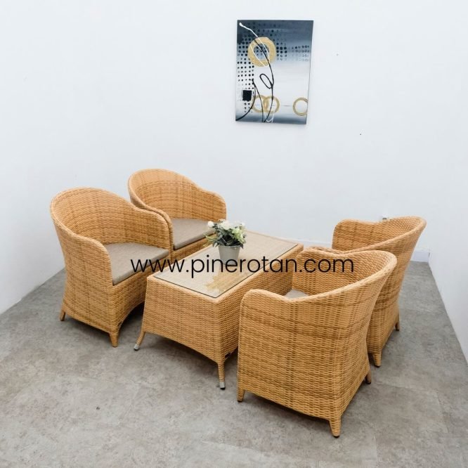 Set Kursi Tamu Rotan - Arthur LS - 4X1 - Kenko CT - Plain Honey
