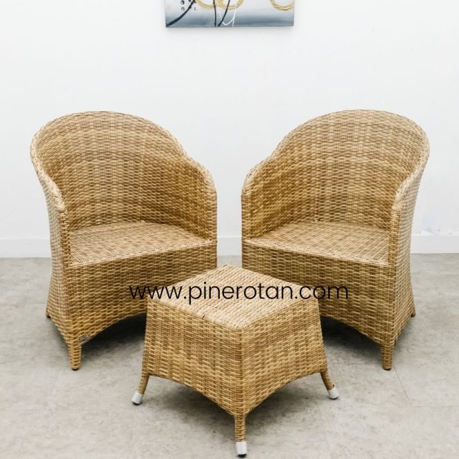Set Teras Rotan - Arthur TS - Kenko ST - No Cushion - Honey Streaky