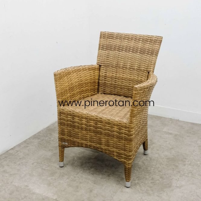Set Meja Kursi Teras Taman Outdoor Pine Rotan Sintetis Minimalis - Kenko Terrace Set - Kenko Side Table - Honey Streaky.