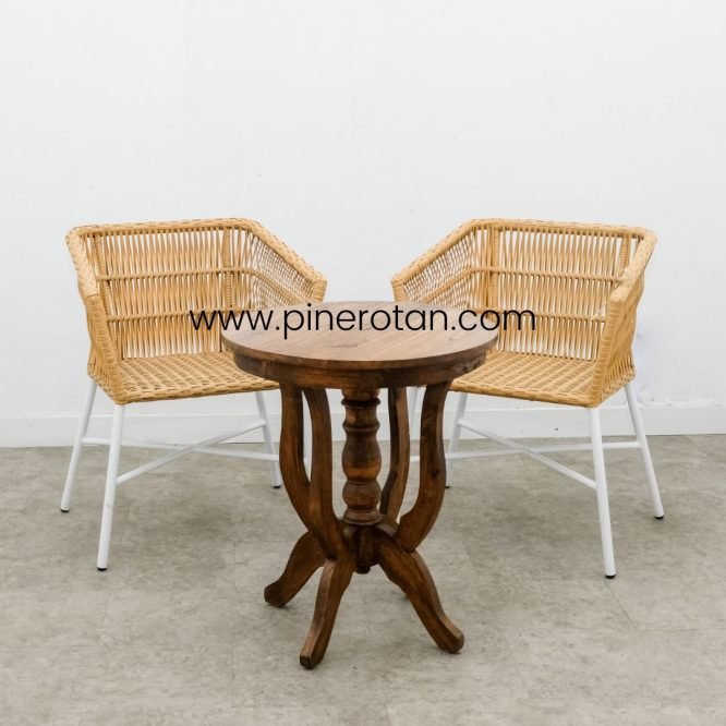 Kursi Teras Sintetis Rotan - Salute TS - Coin Table - Nat Honey