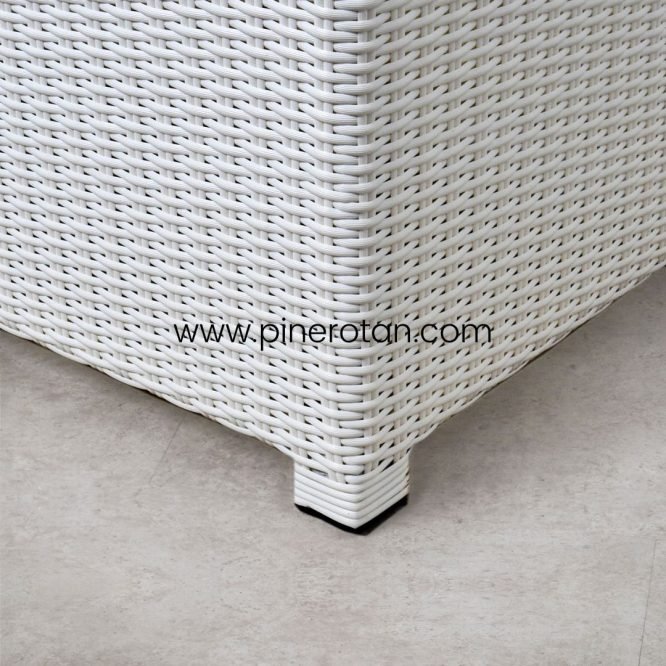 Set Sofa Sudut Ruang Tamu / Sofa Taman Outdoor Pine Rotan Sintetis - Roma Sofa Set - White.