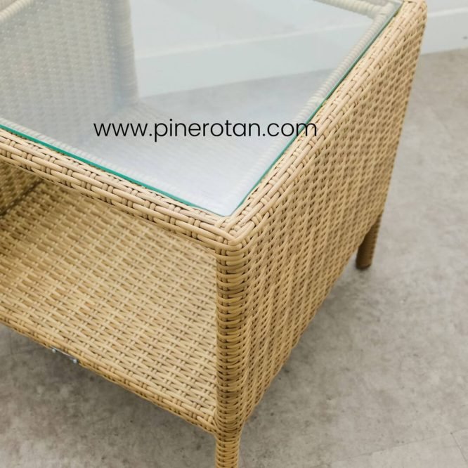 Meja Teras Rotan Sintetis - Fema ST - Honey Streaky