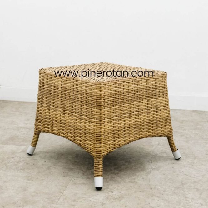 Set Meja Kursi Teras Taman Outdoor Pine Rotan Sintetis Minimalis - Kenko Terrace Set - Kenko Side Table - Honey Streaky.
