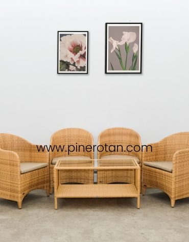 Set Meja Tamu Rotan - Arthur LS - 4X1 - Fema CT - Plain Honey