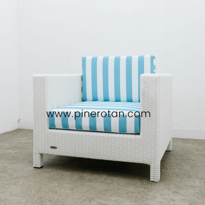 Sofa Tamu Rotan Sintetis - Peru Sofa 1 Seat - White