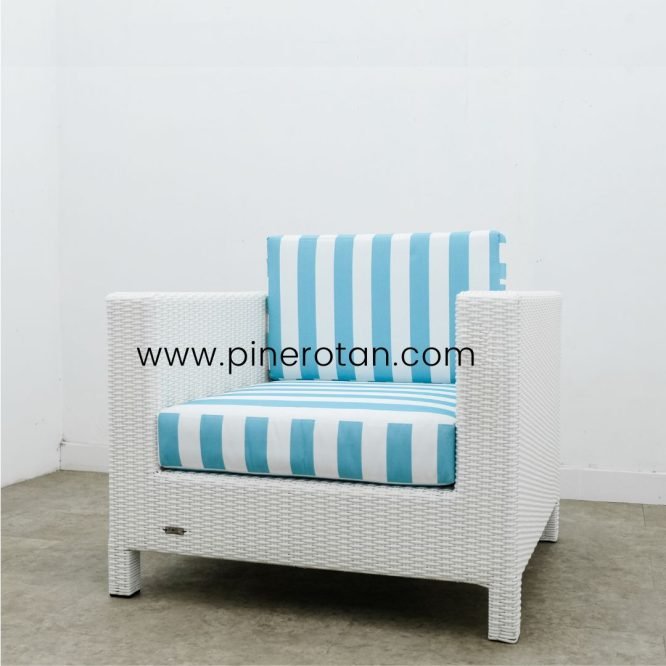 Set Sofa Sudut Ruang Tamu / Sofa Taman Outdoor Pine Rotan Sintetis - Roma Sofa Set - White.
