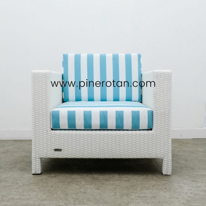 Set Sofa Sudut Ruang Tamu / Sofa Taman Outdoor Pine Rotan Sintetis - Roma Sofa Set - White.