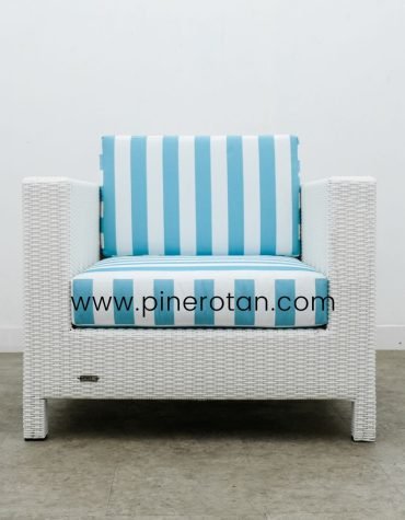 Sofa Tamu Rotan Sintetis - Peru Sofa 1 Seat - White
