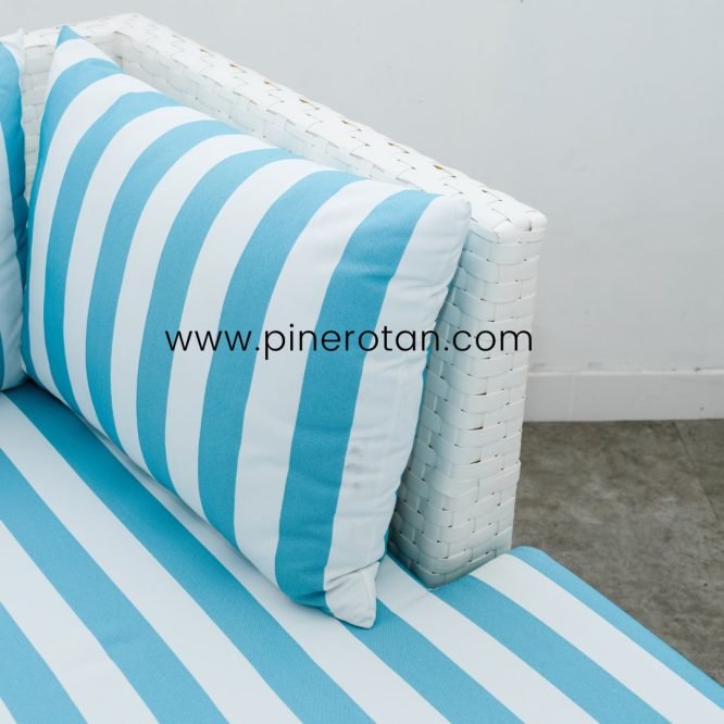 Set Sofa Sudut Ruang Tamu / Sofa Taman Outdoor Pine Rotan Sintetis - Roma Sofa Set - White.