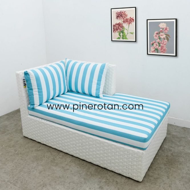 Set Sofa Sudut Ruang Tamu / Sofa Taman Outdoor Pine Rotan Sintetis - Roma Sofa Set - White.