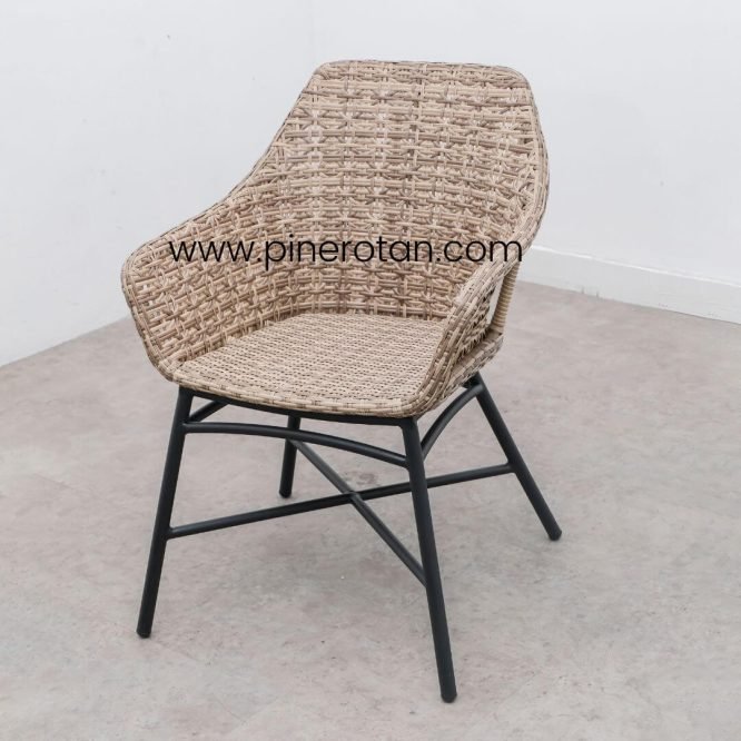 Kursi Rotan Sintetis Premium Outdoor Teras / Tamu / Makan Cafe Resto / Marlyn Arm Chair - Seashell