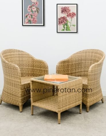 Kursi Teras Rotan Sintetis - Arthur TS - Fema ST - No Cushion - Honey Streaky