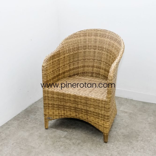 Set Kursi Teras Taman Outdoor Rotan Sintetis / Kursi Teras Minimalis / Arthur Terrace Set - Fema Side Table - Honey Streaky