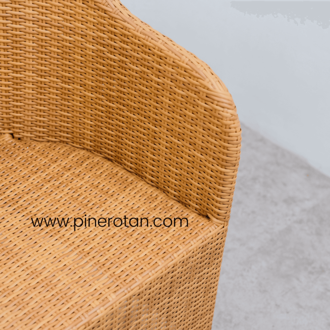 Kursi Tamu / Taman Outdoor Panjang 2 Seater Minimalis Pine Rotan - Arthur Arm Chair 2 Seat - Plain Honey