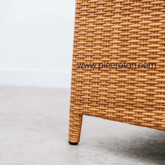 Kursi Tamu / Taman Outdoor Panjang 2 Seater Minimalis Pine Rotan - Arthur Arm Chair 2 Seat - Plain Honey