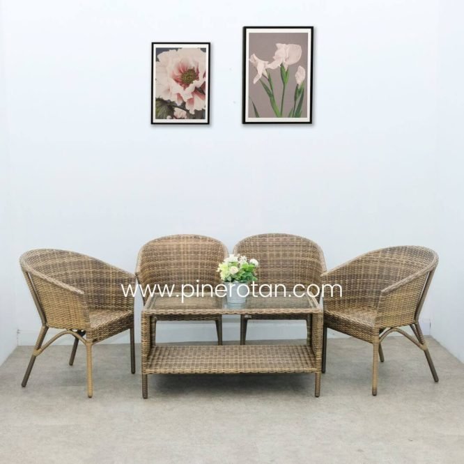 Kursi Tamu Rotan Sintetis - Kingstone LS - Fema CT - Palm Sugar - No Cushion