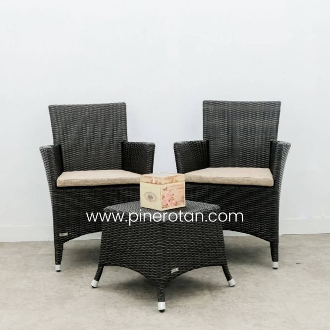 Set Kursi Teras Rotan - Kenko TS - Kenko ST - Cushion - Dark Brown