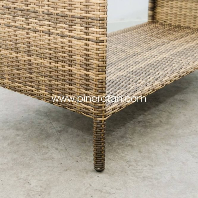 1 Set Meja Tamu Rotan Sintetis / Kursi Tamu –  Kingstone Living Set 4x1 - Fema Coffee Table - Palm Sugar