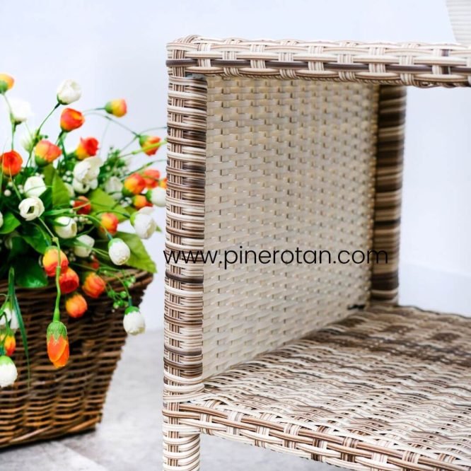 Set Kursi Teras Taman Outdoor Rotan Sintetis / Kursi Teras Minimalis / Arthur Terrace Set - Fema Side Table - Shisil
