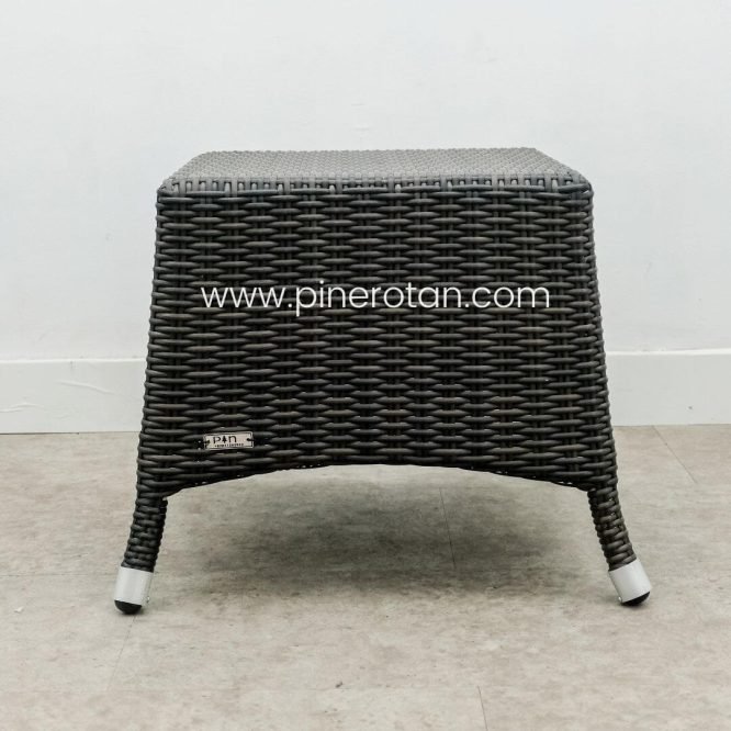 Set Meja Kursi Teras Taman Outdoor Pine Rotan Sintetis Minimalis – Kenko Terrace Set - Kenko Side Table - Darkbrown.