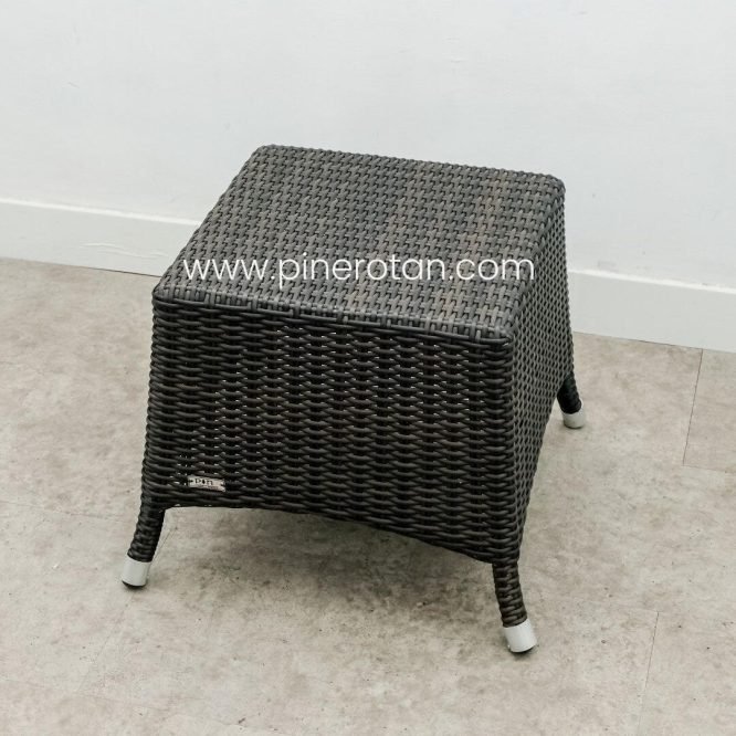 Set Meja Kursi Teras Taman Outdoor Pine Rotan Sintetis Minimalis – Kenko Terrace Set - Kenko Side Table - Darkbrown.