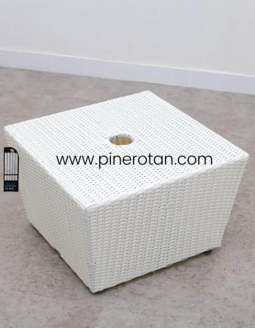 Meja Rotan Kolam Payung - Umbrella Table - White